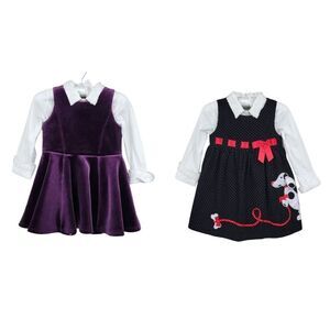 Girls Winter Fall Dress Bundle Formal Special Occasions Purple Velvet Black Cord